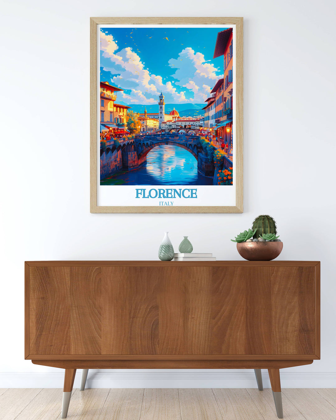 An artist by Ponte Vecchio paints the bridges storied beauty, a scene that translates beautifully into travel posters and art prints for cultural decor