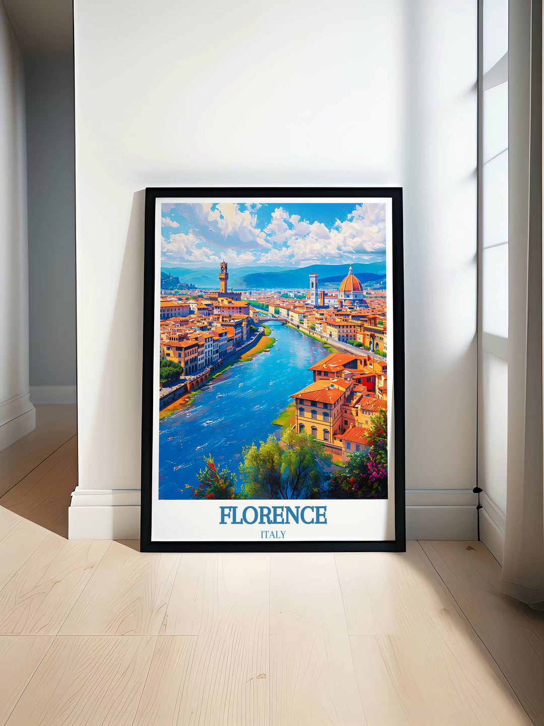 Captivating Wall Print depicting the Uffizi Gallery, a tribute to the legacy of art and culture it represents in the heart of Florence, Italy
