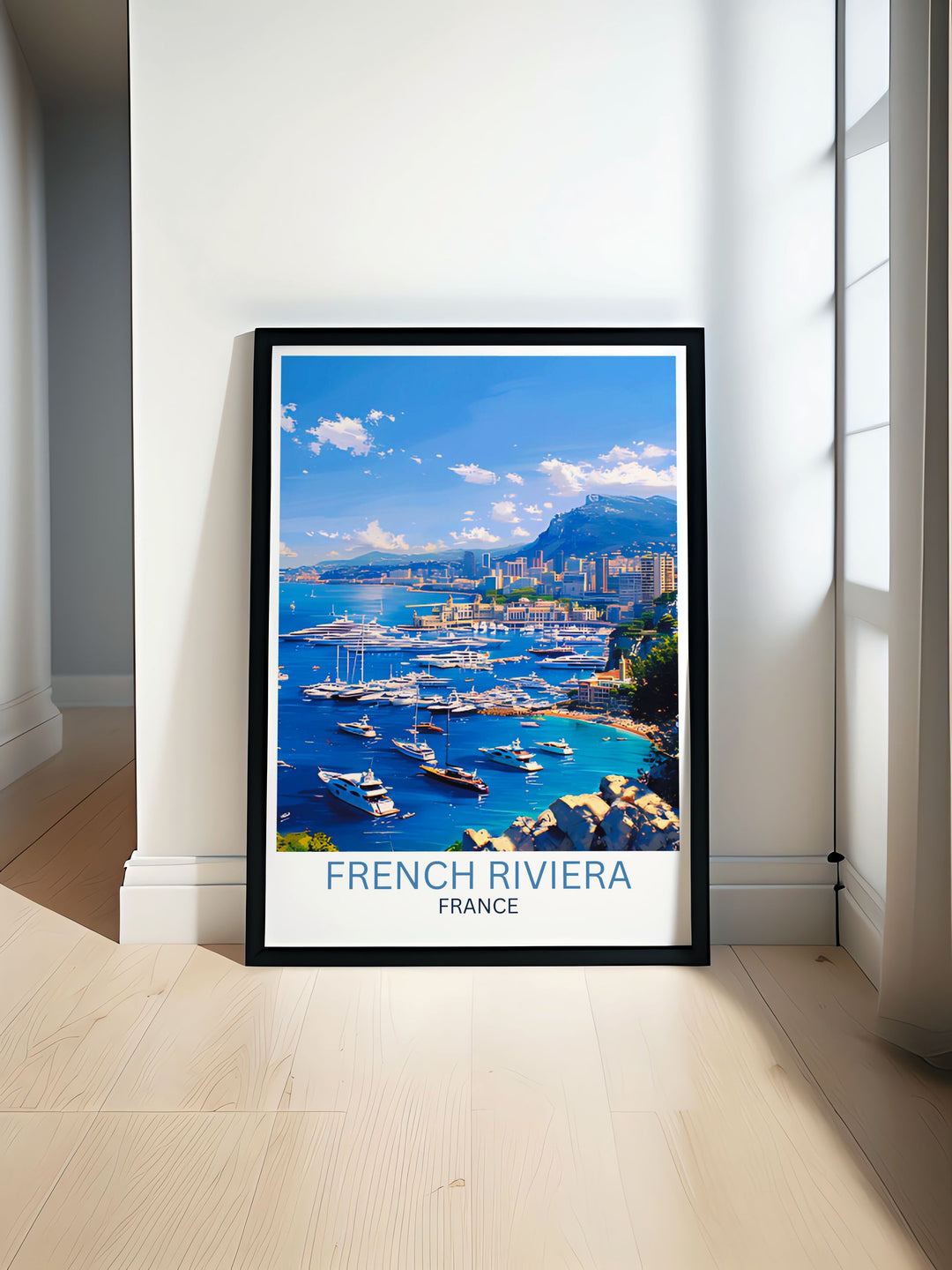 Detailed view of Monaco Monte Carlo with luxurious yachts and the vibrant Mediterranean in the backdrop perfect for enhancing any room decor