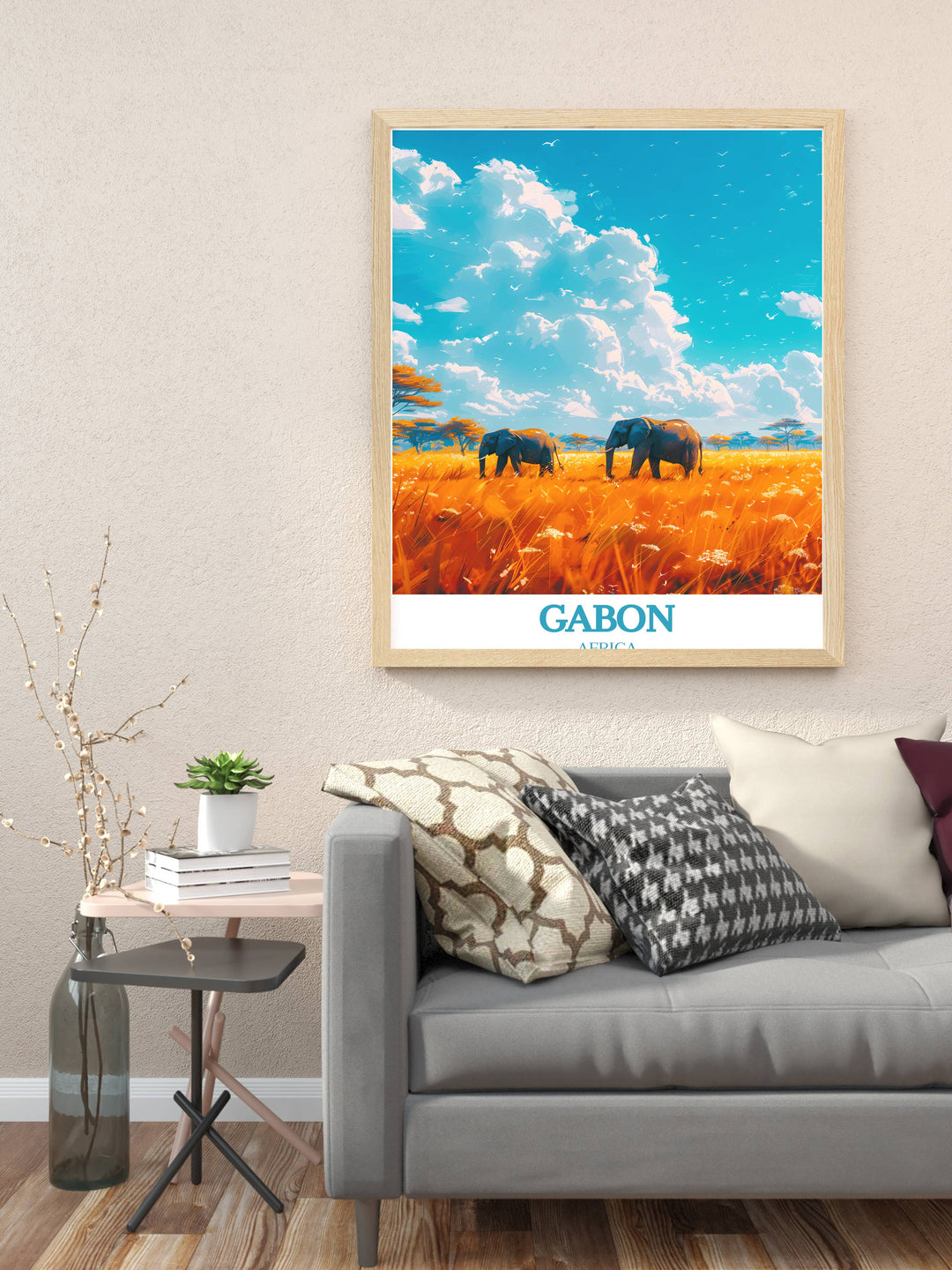 Breathtaking Gabon photo montage focusing on the diverse wildlife of Loango National Park alongside the scenic beauty of Lopé National Park Print.