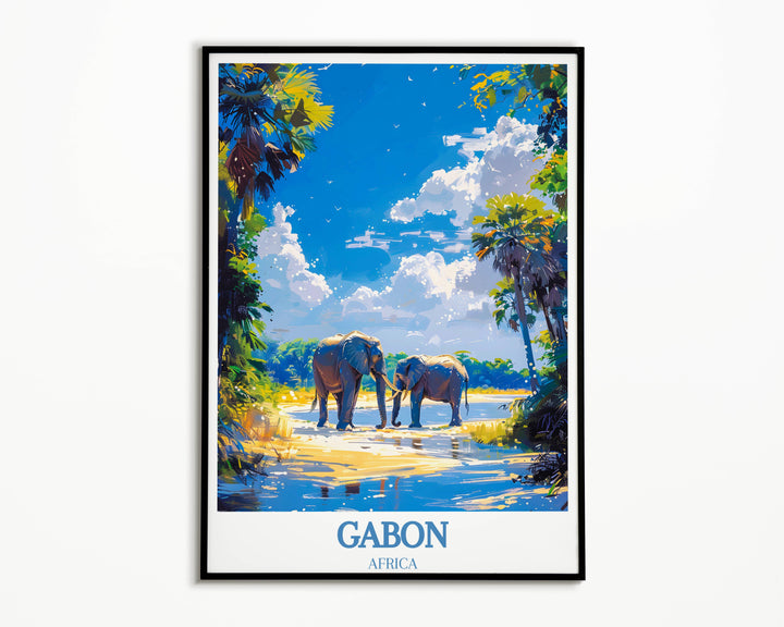Breathtaking Gabon Art Print offers a window into the wild heart of Loango National Park and the serene beauty of Lopé National Park Print.