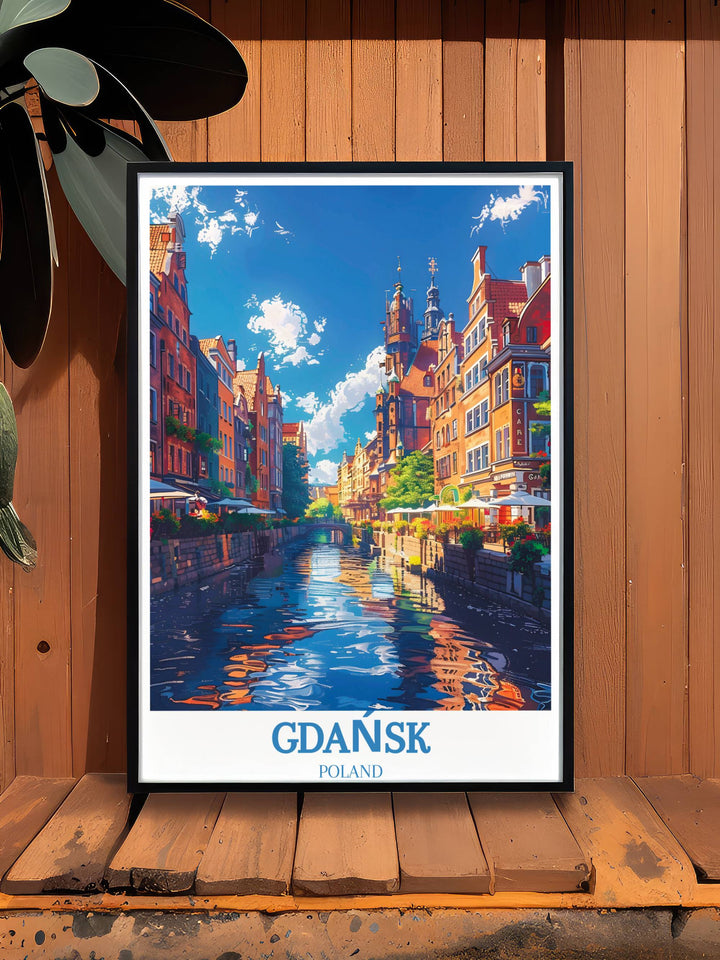 A vivid Gdańsk Print capturing the lively atmosphere of the Polish city, offering a slice of Gdańsks culture and vibrancy for your home decor.