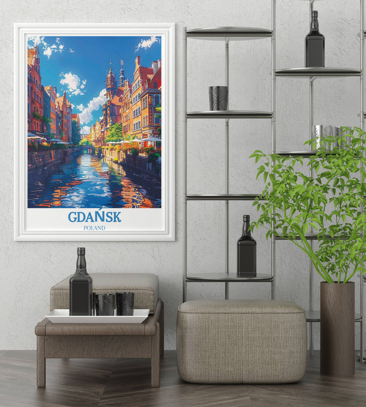 A striking Gdańsk Poster Print featuring iconic vistas of the city, crafted with precision to bring the essence of Gdańsk into art aficionados collections.