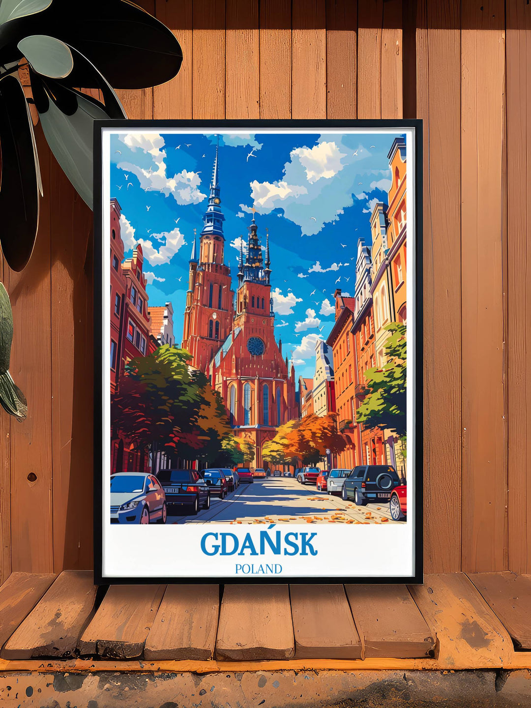 A stunning Gdańsk Print capturing the serene waterfront and bustling life of Gdańsk, offering a slice of the citys tranquil yet lively atmosphere.