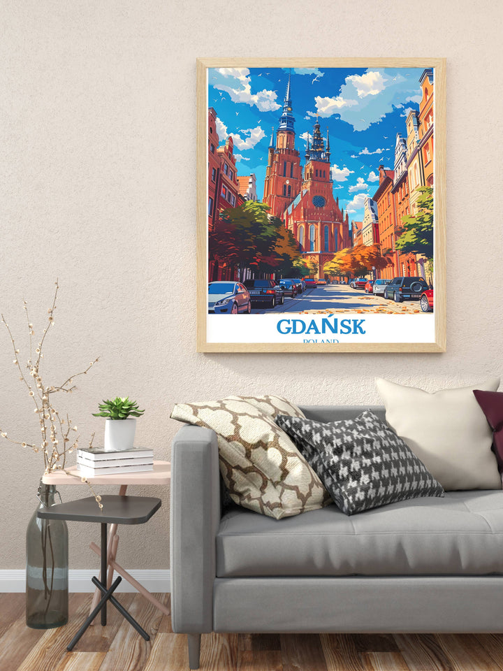 A memorable Gdańsk Gift in the form of a detailed art print, celebrating the rich history and scenic beauty of Gdańsk, making it a perfect keepsake.