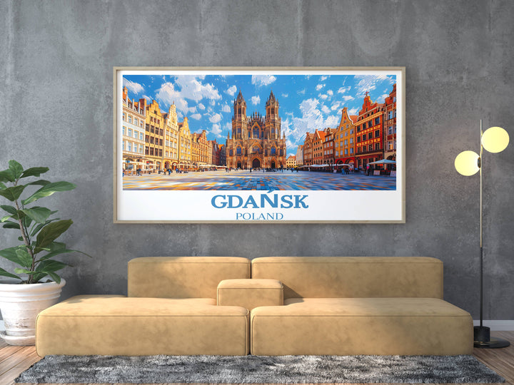 A breathtaking Gdańsk Poster that evokes the spirit of exploration and adventure, transporting viewers to the vibrant streets and serene waterfronts of Gdańsk.