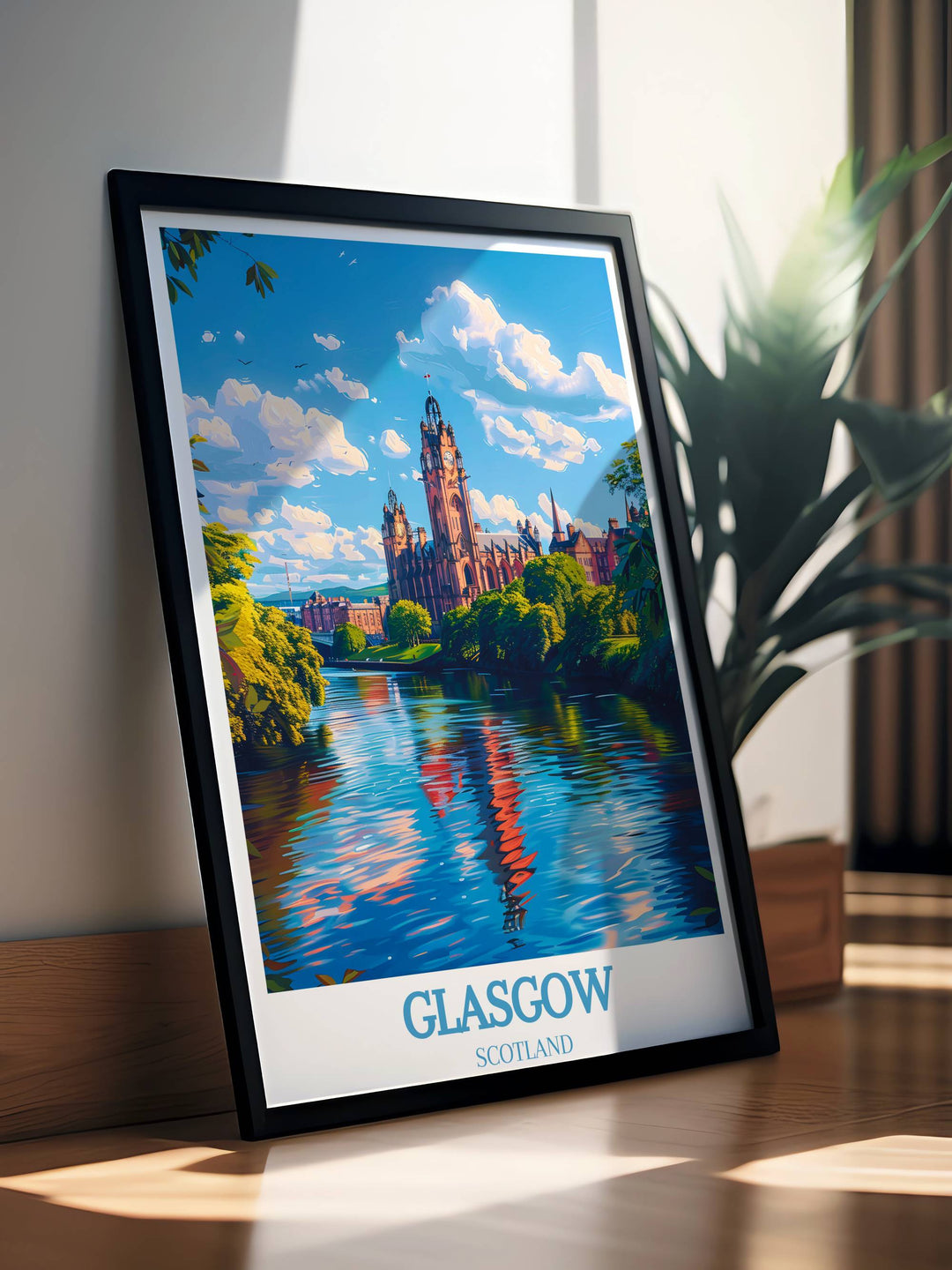 Transport yourself to Glasgows lively culture with vibrant posters capturing its energy and rhythm.
