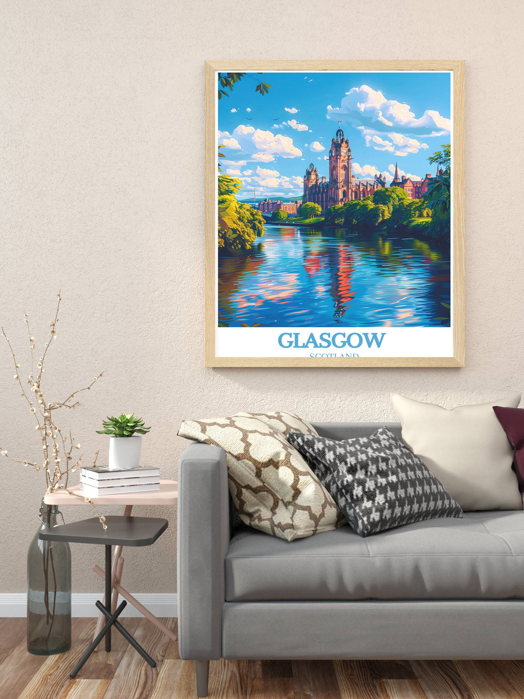 Elevate your decor with elegant prints evoking Glasgows allure and character, adding sophistication to any space.