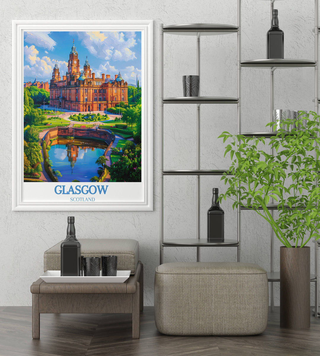 Celebrate your love for Glasgow with our travel prints, each piece a testament to the citys allure, designed for those seeking memorable Glasgow gifts or to enhance their Scotland art lovers collection.
