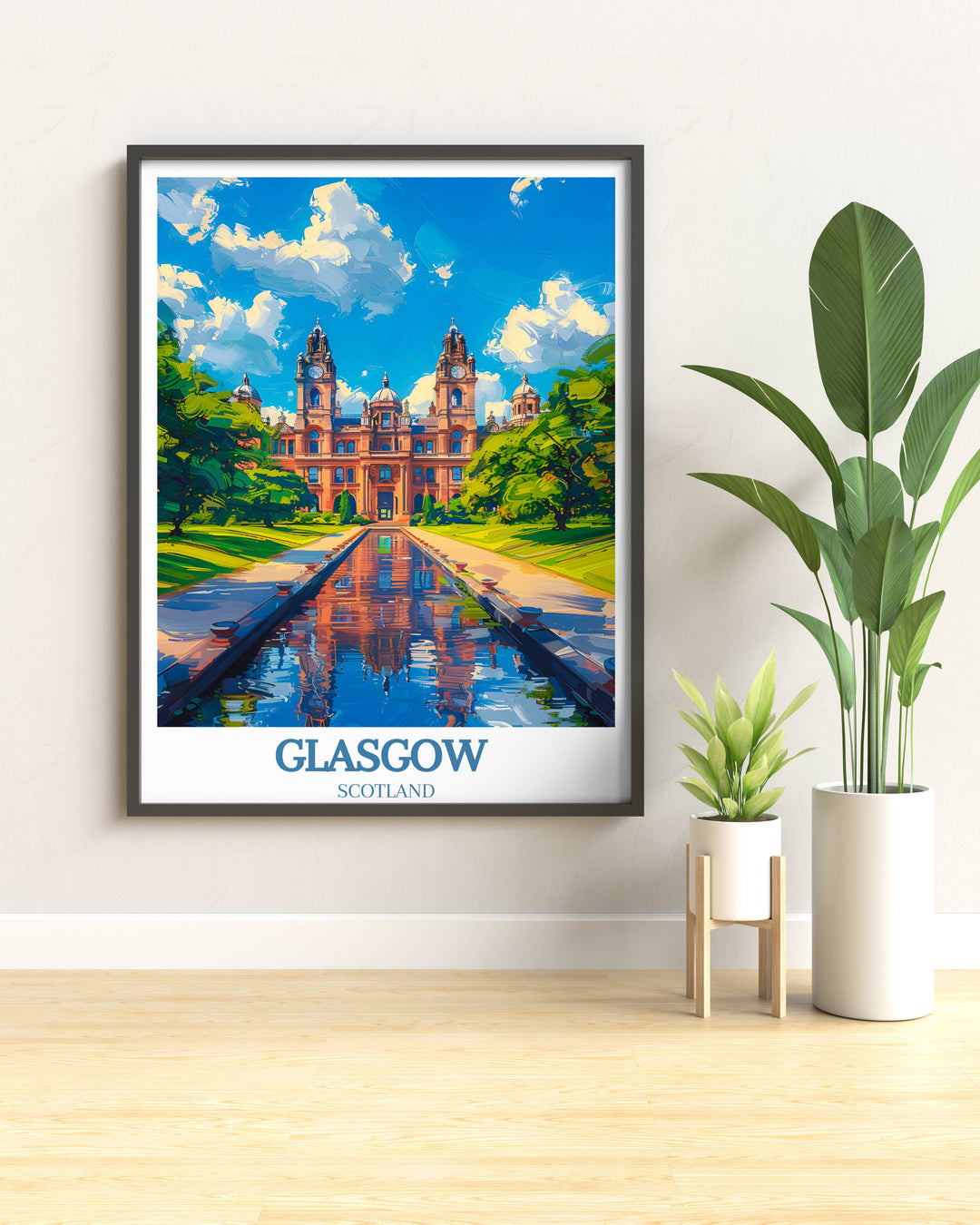 The unique Glasgow print showcases the citys vibrant life and stunning architecture, serving as an elegant piece of travel wall art that brings a piece of Scotland into your living space, ideal for those who appreciate the allure of Glasgows urban landscape