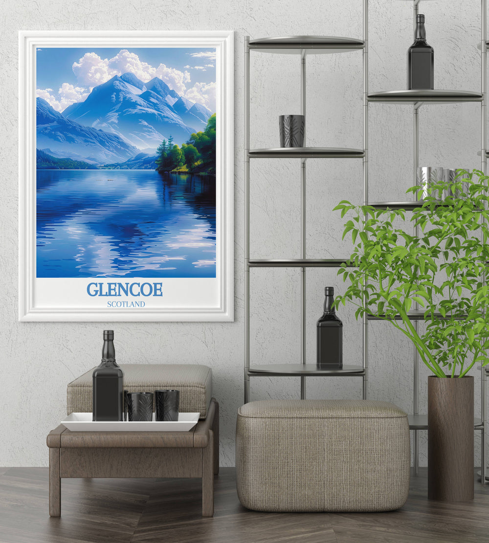 Journey through Western Scotland with this exquisite Glencoe Travel Artwork, a highlight among Europe Gifts for those who cherish adventure and beauty.