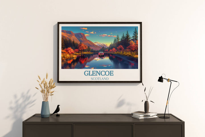 Perfect as thoughtful gifts, our Glencoe Travel Prints invite you to explore the heart of Scotland, from towering peaks to mystical valleys.