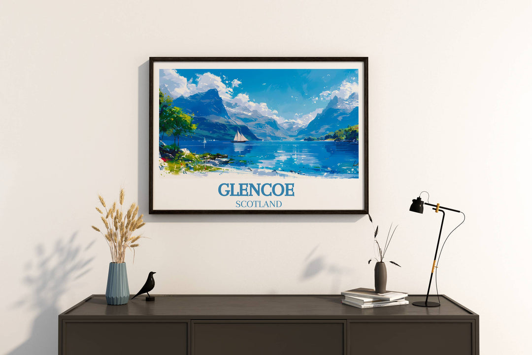 Cherished gift of the Highlands, this Glencoe Artwork captures the essence of Scottish wilderness, ideal for adventurers and dreamers alike.