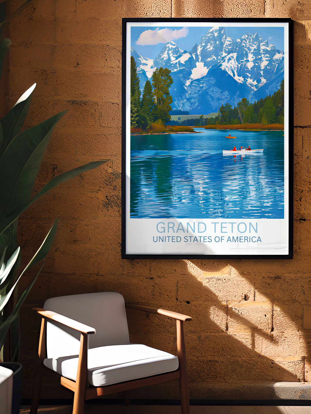 Jackson Lake surrounded by spring wildflowers, the vibrant colors enhancing the natural beauty in this canvas art.