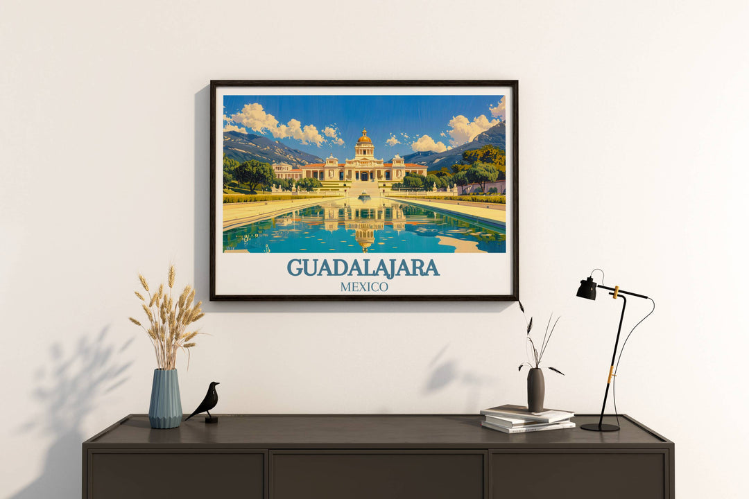 Elegant Guadalajara art print highlighting the citys colonial architecture, a sophisticated piece that brings a piece of Mexicos history into the home
