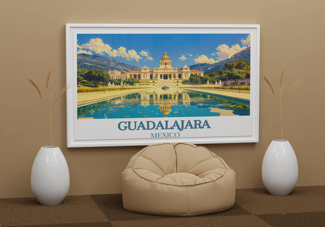 Detailed Guadalajara art print illustrating the intricate designs of local Mexican crafts, a thoughtful gift that celebrates Mexicos artisanal heritage