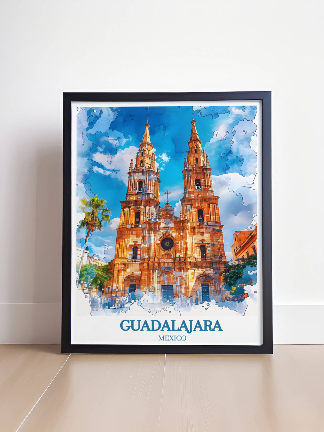 Dynamic print showcasing the lively atmosphere of Guadalajaras markets, filled with colorful crafts and bustling activity, embodying the citys vibrant culture.