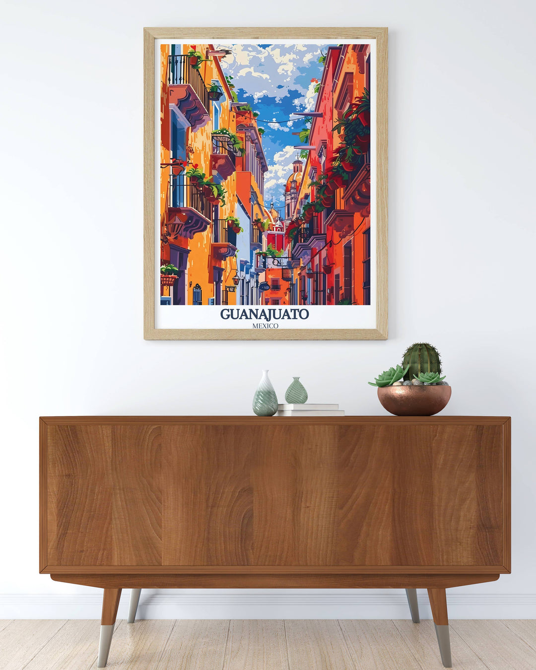 Captivating Guanajuato décor piece illustrating the bustling market streets, filled with vibrant colors and the spirit of Mexico.