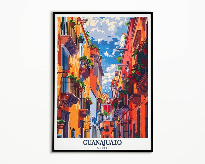 Panoramic Guanajuato poster offering a sweeping view of the citys hillsides and colonial architecture, a testament to its scenic beauty.