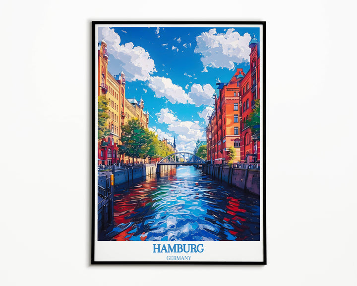 A vibrant Printable Handmade Art creation celebrating the lively atmosphere of Hamburgs fish market, full of energy and local character.