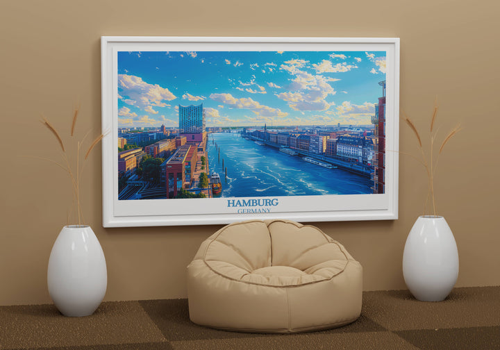 A Germany art lover gift featuring the Elbphilharmonie among Hamburgs most famous sights, arranged in an elegant collage
