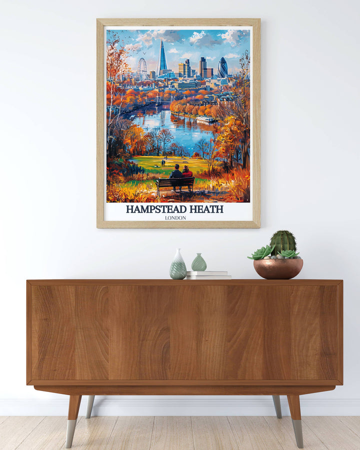 London Park Print featuring Hyde Park with its expansive greenery and iconic landmarks, celebrating the parks historical significance.