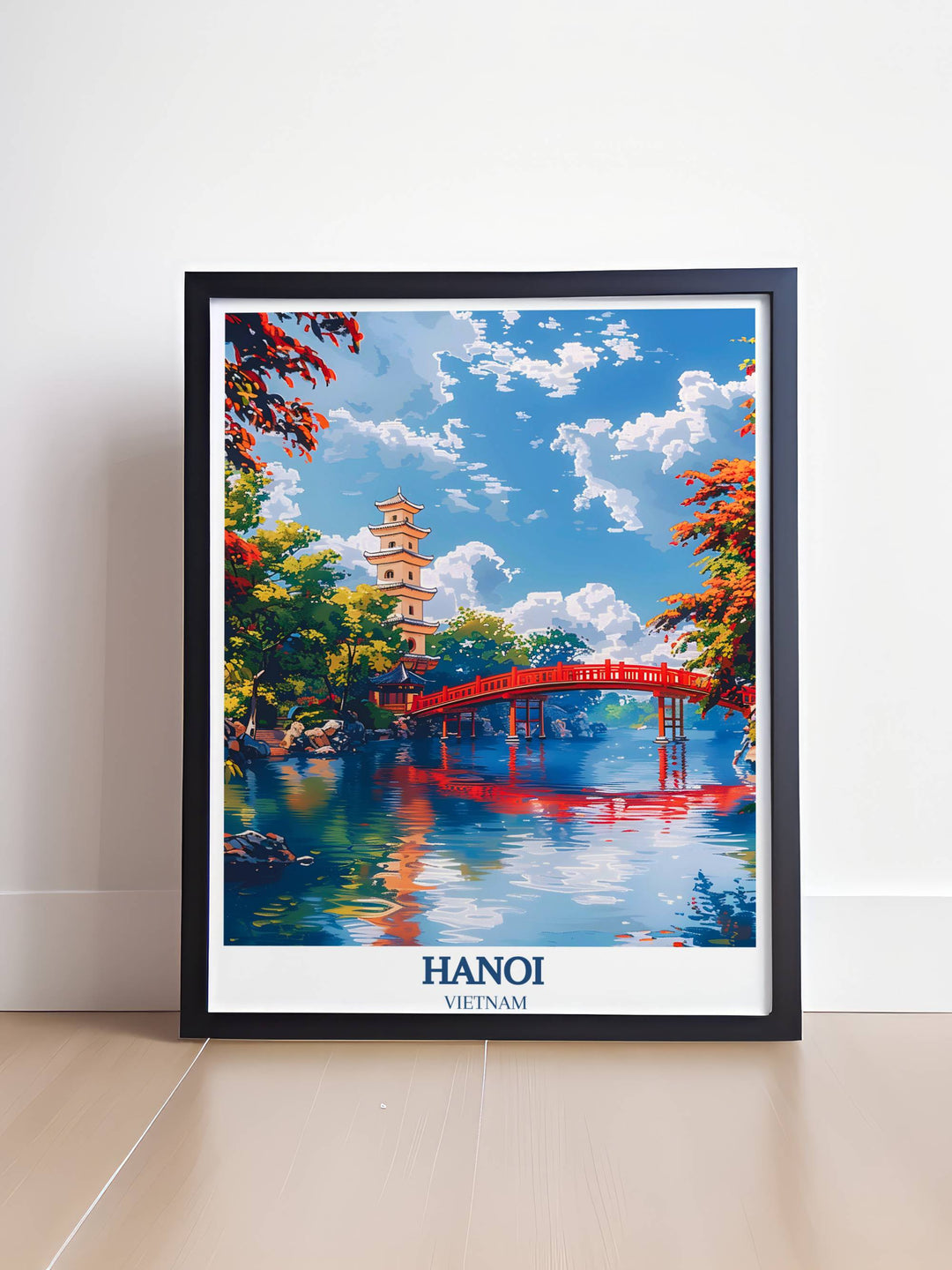 Hanoi Art - Lac Hoàn Kiếm - Affiche de voyage de Hanoi - Collection d'art de voyage au Vietnam 