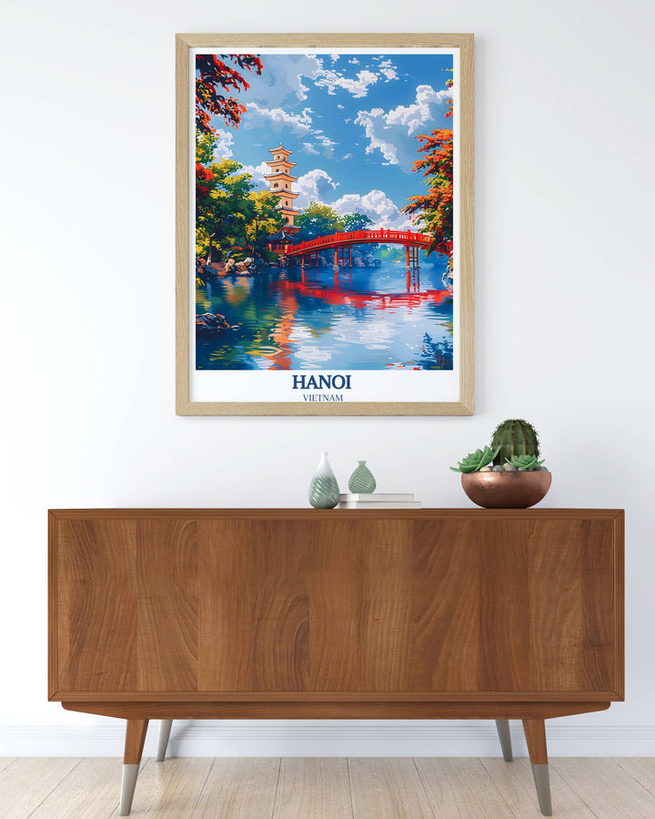 Hanoi Art - Lac Hoàn Kiếm - Affiche de voyage de Hanoi - Collection d'art de voyage au Vietnam 