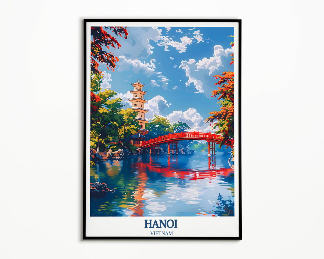 Hanoi-Kunst – Hoàn-Kiếm-See – Hanoi-Reiseplakat – Vietnam-Reisekunstsammlung 