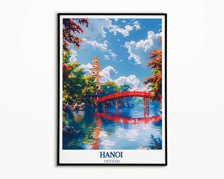 Hanoi Art - Lac Hoàn Kiếm - Affiche de voyage de Hanoi - Collection d'art de voyage au Vietnam 