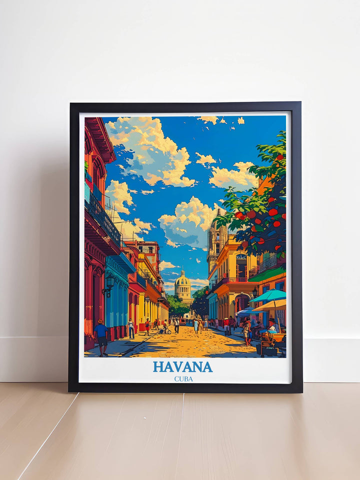 An artistic representation of Havana Vieja, where the intricate details of old buildings and cobbled streets are brought to life in vivid colors, inviting viewers to explore the rich history of Old Havana.
