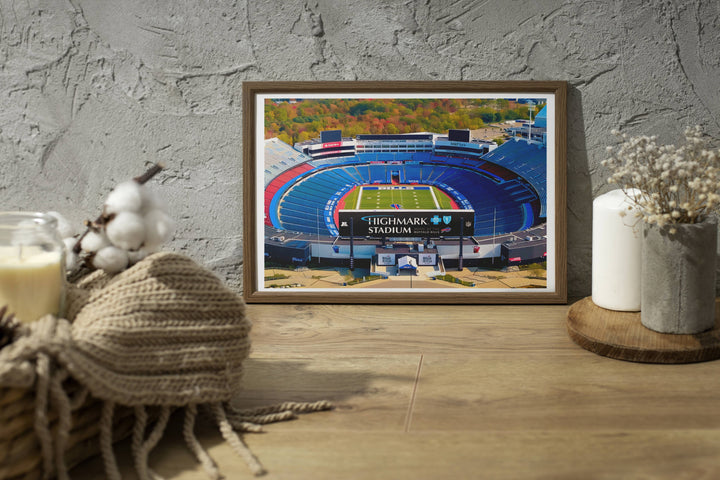 Showcase your Buffalo Bills pride with this NFL stadium poster, an artistic nod to Highmark Stadium, perfect for enriching any sports-themed space.