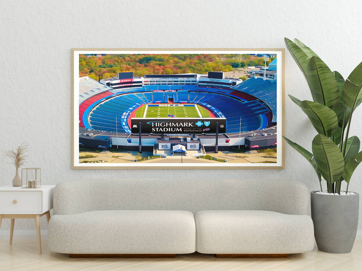 Elevate your home decor with this Buffalo Bills art piece, capturing the essence of Highmark Stadium’s electrifying atmosphere, ideal for any NFL enthusiast.
