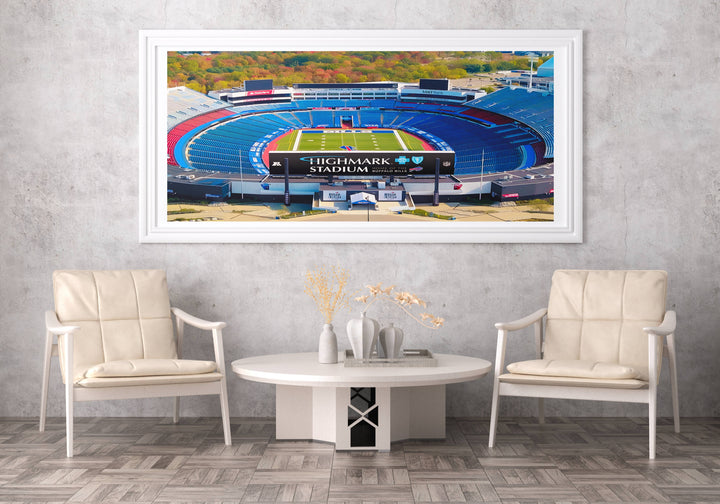 This NFL stadium poster features Highmark Stadium in stunning detail, offering Buffalo Bills fans a unique way to commemorate their favorite team.
