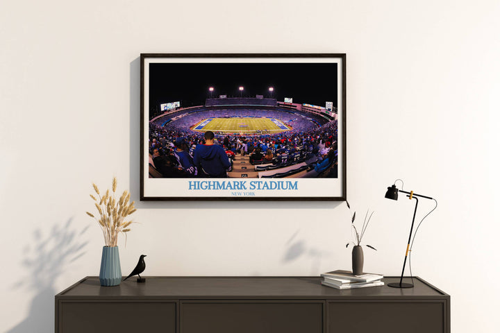 Offering a unique Buffalo Bills Art piece, showcasing the majesty of Highmark Stadium, ideal for fans seeking to add NFL spirit to their home decor.