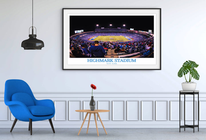 Embrace the thrill of the game with a Highmark Stadium print, an iconic Buffalo Bills Poster, designed to be a standout housewarming gift.