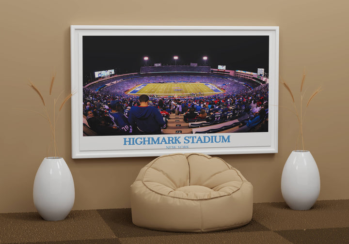 This NFL Stadium Poster is not just art; it’s a tribute to Highmark Stadium and the Buffalo Bills, perfect for welcoming guests into a new home.