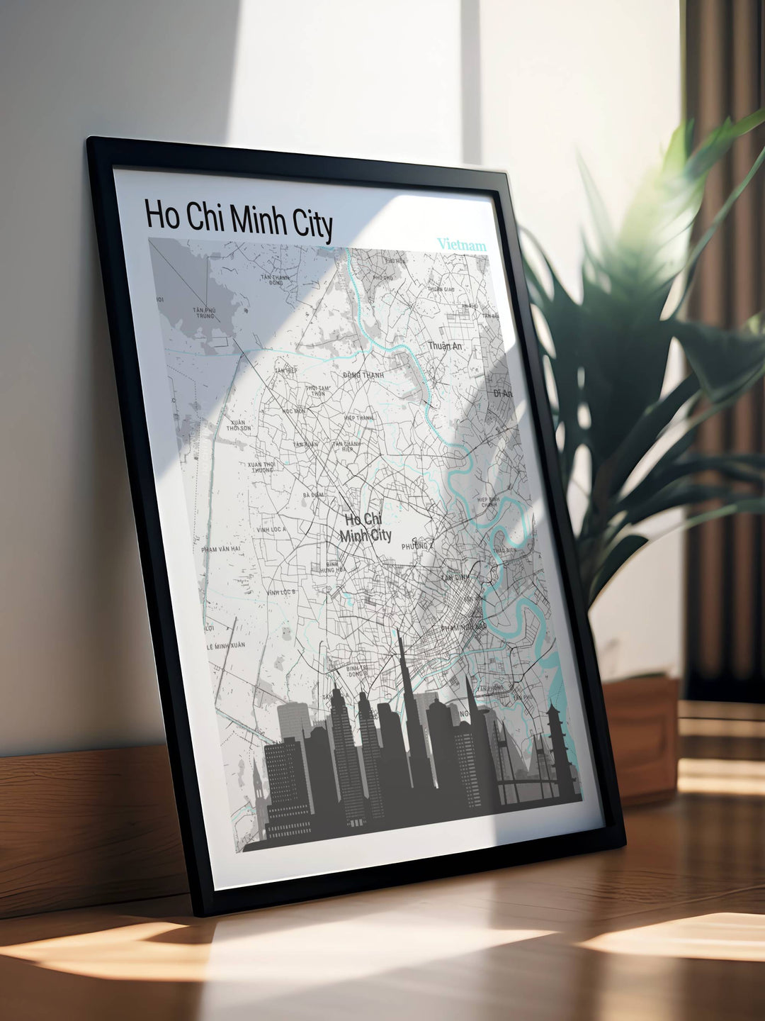The Saigon map print offers a birds eye view of Ho Chi Minh, turning Vietnams mesmerizing cityscape into a piece of art, ideal for those who love to travel through art.
