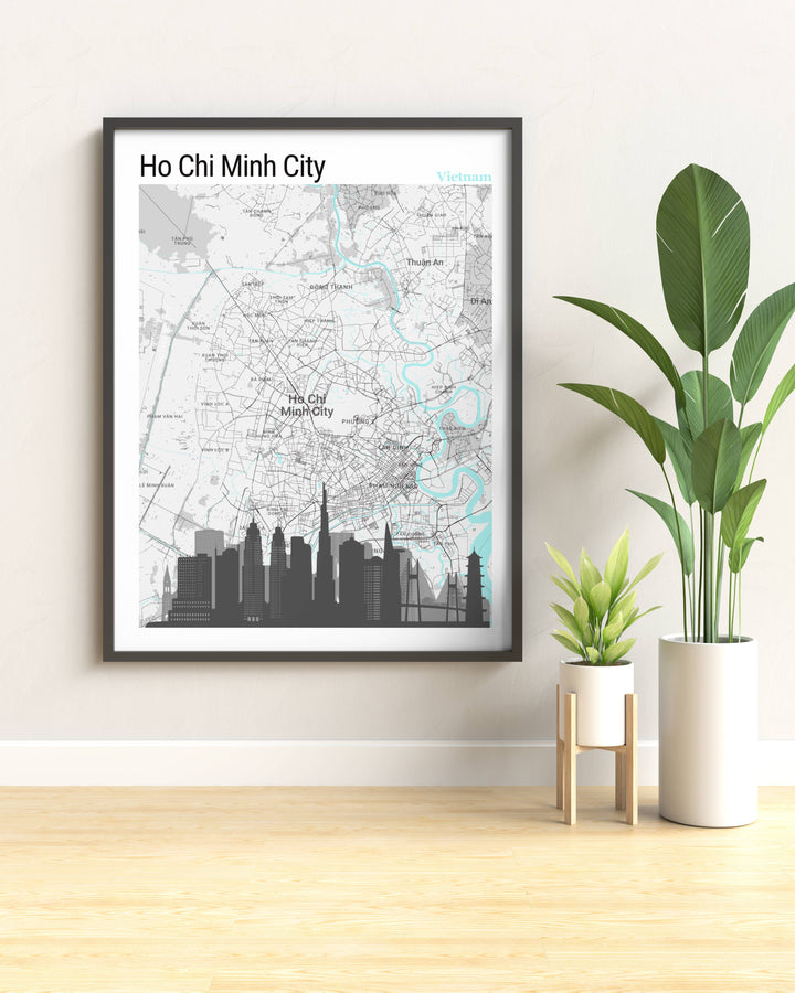 Ho Chi Minh Map Print - Travel Wall Art - Saigon map print - Vietnam Maps