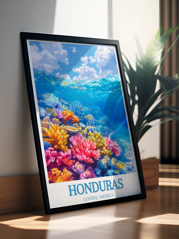 Vibrant print of Roatan's coral reefs - West Bay's turquoise waters - Honduras Art