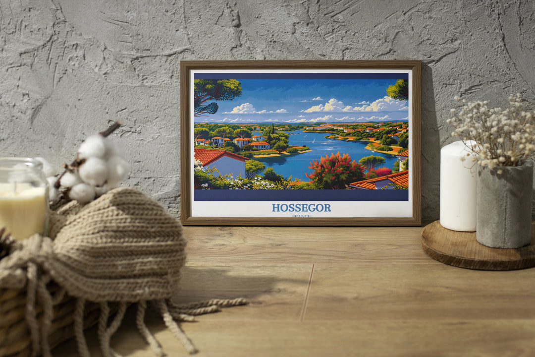 Scenic France Travel Print capturing the breathtaking landscapes of Hossegor, ideal for bringing the beauty of France to any room in your home.