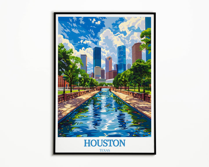 Houston Texas Travel Print - Houston Wall Art - Texas Decor - Houston Souvenir