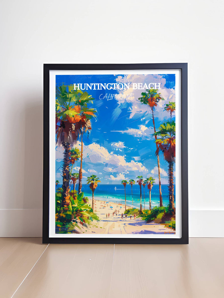 Discover the sun-soaked charm of Huntington Beach, California, through our captivating Travel Wall Art Poster Print—an ideal housewarming gift celebrating Surf City&