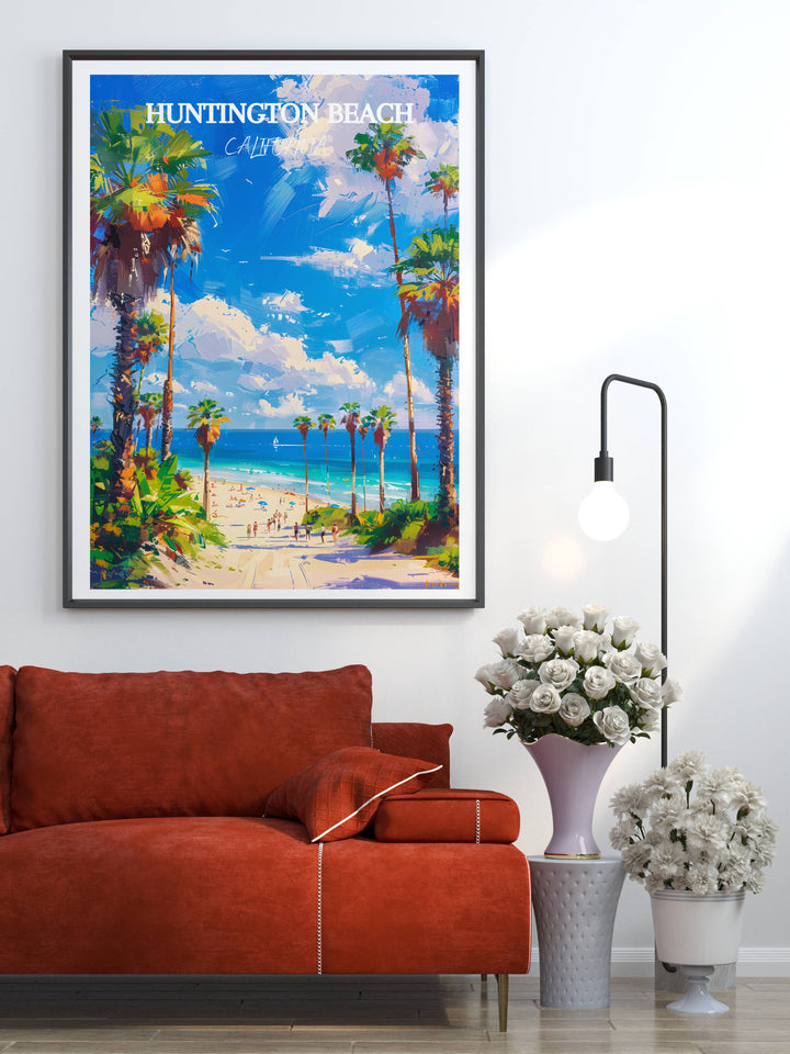 Huntington Beach Art Print - Impression de voyage en Californie