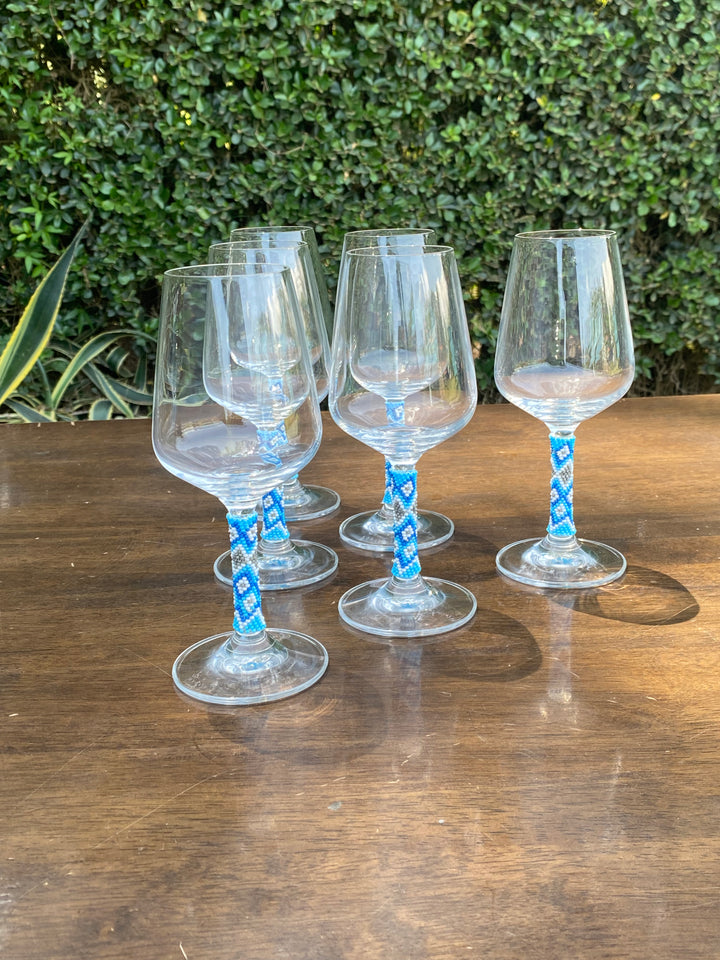 Beaded Wine Glasses Set | Handmade Stemware | Custom Pattern & Colors | Wedding Gift | Housewarming | Bar Decor | Unique Glassware