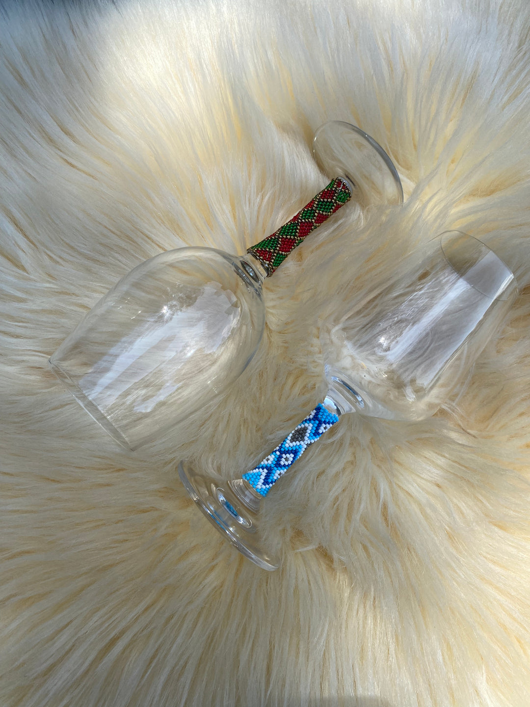 Beaded Wine Glasses Set | Handmade Stemware | Custom Pattern & Colors | Wedding Gift | Housewarming | Bar Decor | Unique Glassware