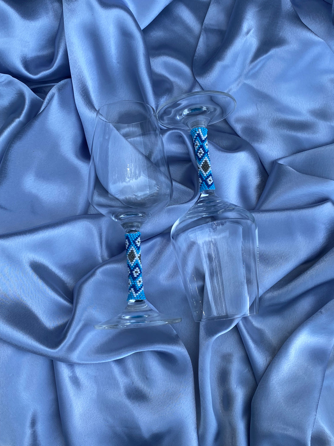 Beaded Wine Glasses Set | Handmade Stemware | Custom Pattern & Colors | Wedding Gift | Housewarming | Bar Decor | Unique Glassware