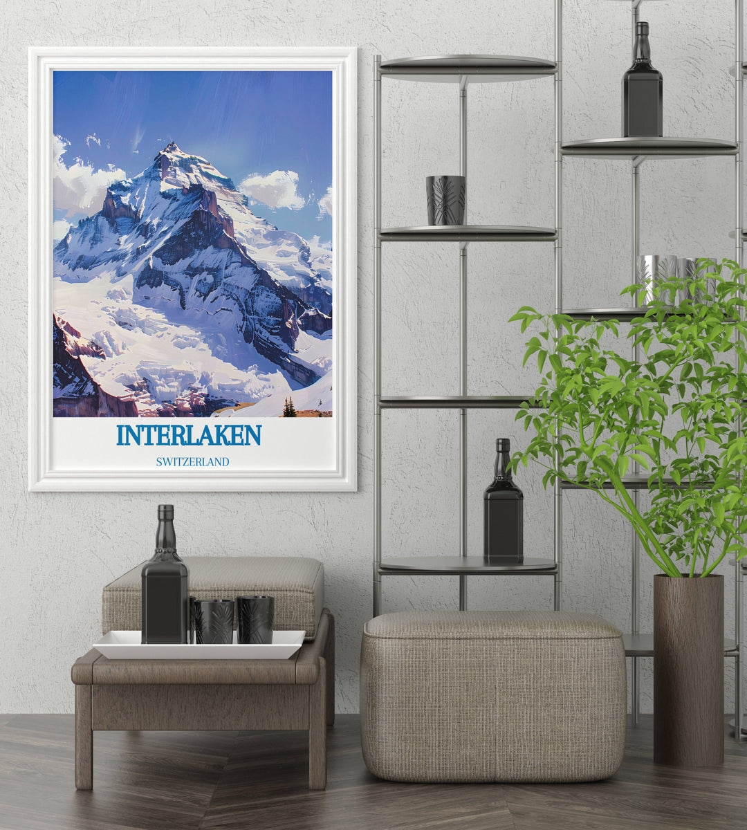 Jungfrau travel poster highlighting the regions famous Lauterbrunnen Valley, perfect for admirers of Swiss natural wonders