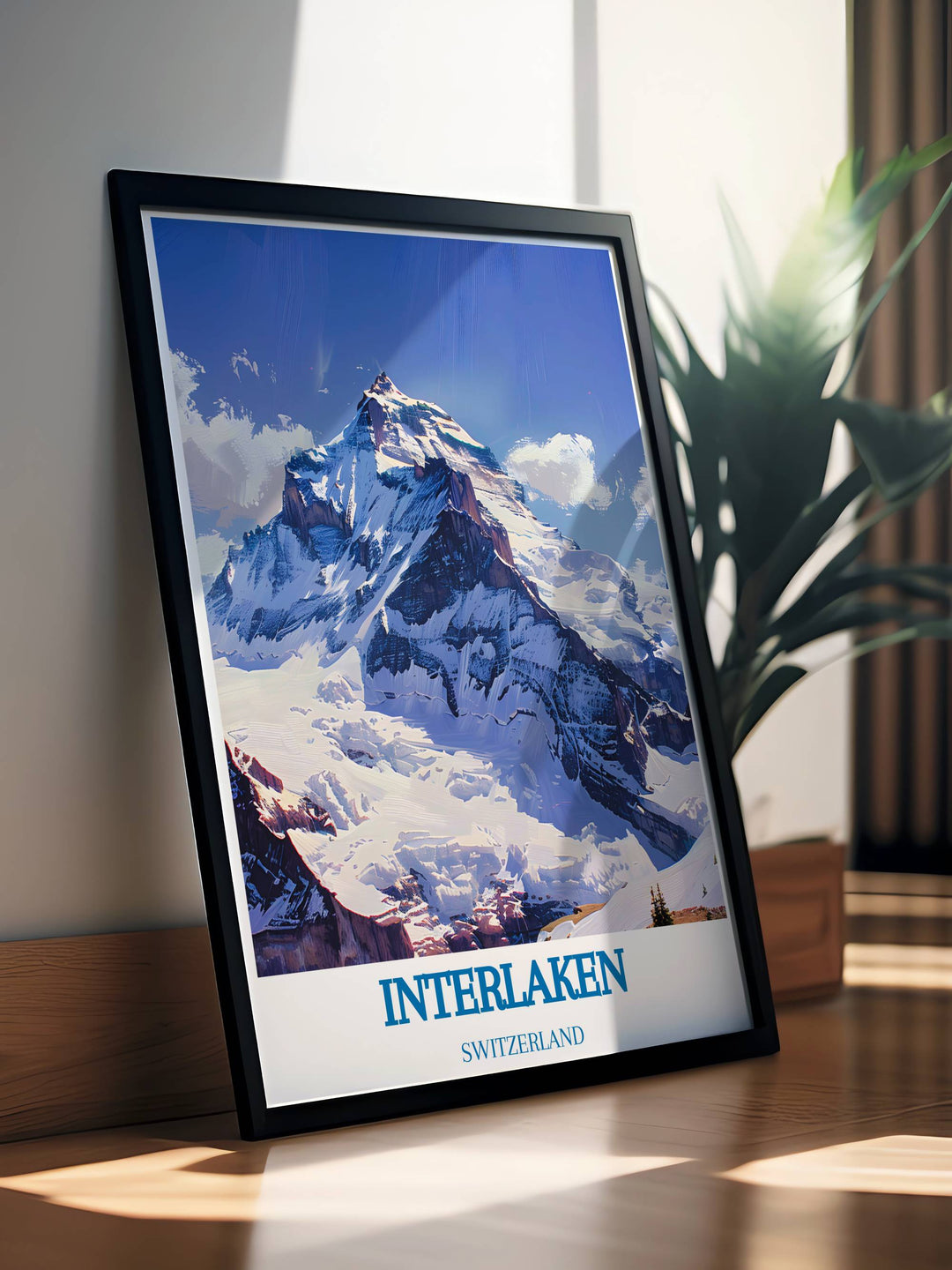 Home decor print showing a panoramic view of Jungfrau, ideal for bringing the beauty of Swiss mountains into your living space