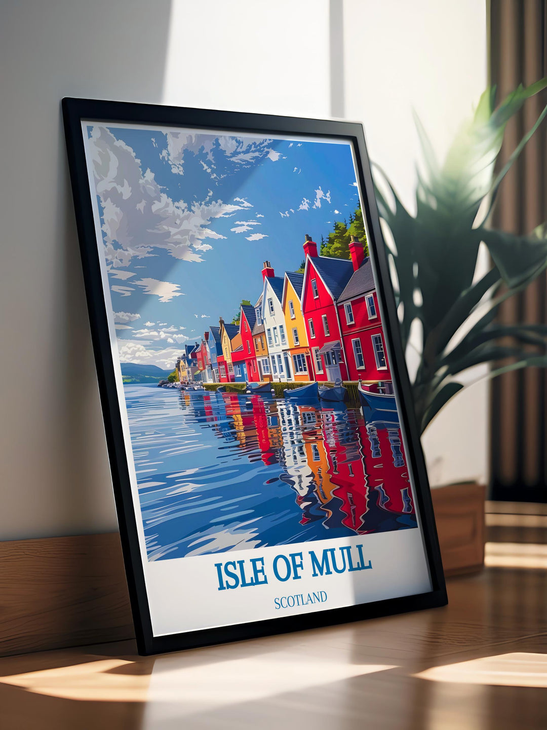 Custom print of Tobermory Harbour allowing for a personalized touch in art selections featuring Scottish landscapes